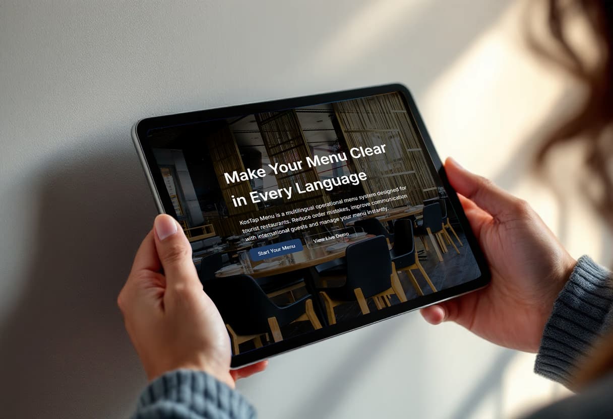KosTap Menu on tablet
